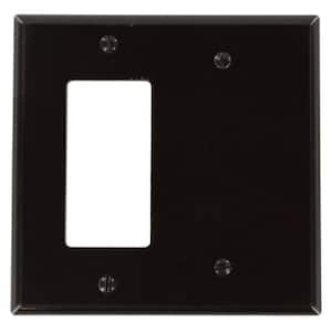 Brown 2-Gang 1-Toggle/1-Blank Wall Plate (1-Pack)