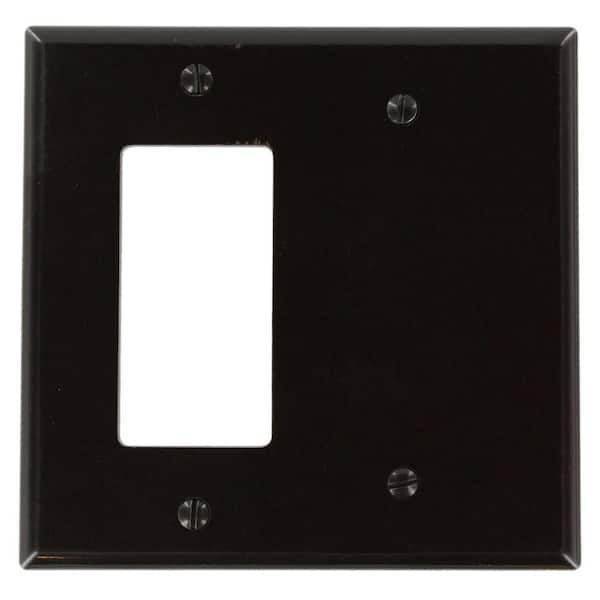 Leviton Brown 2-Gang 1-Toggle/1-Blank Wall Plate (1-Pack)