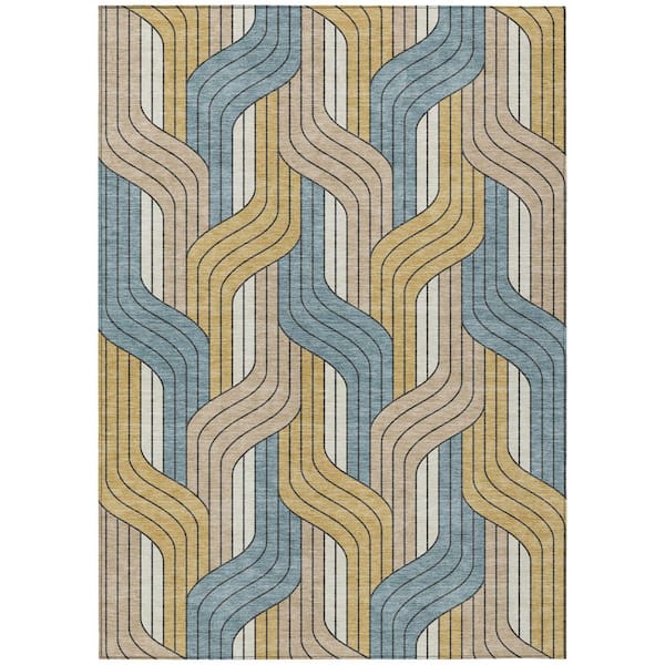 Chantille Machine Washable Indoor/Outdoor Abstract ACN2422 Gold 8 ft. x 10 ft. Area Rug