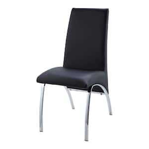 Pervis Black PU and Chrome Leather Side Chair (Set of 2)