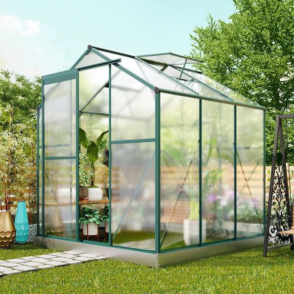 Tunearary Outdoor 6.2 ft. W x 4.3 ft. D Aluminum Hobby Greenhouse ...