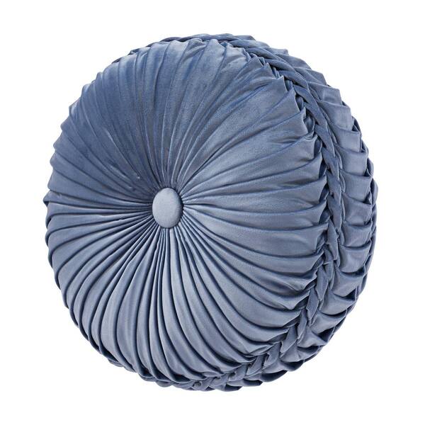 Leah Tufted Round Decorative Throw Pillow Blue by Five Queens Court