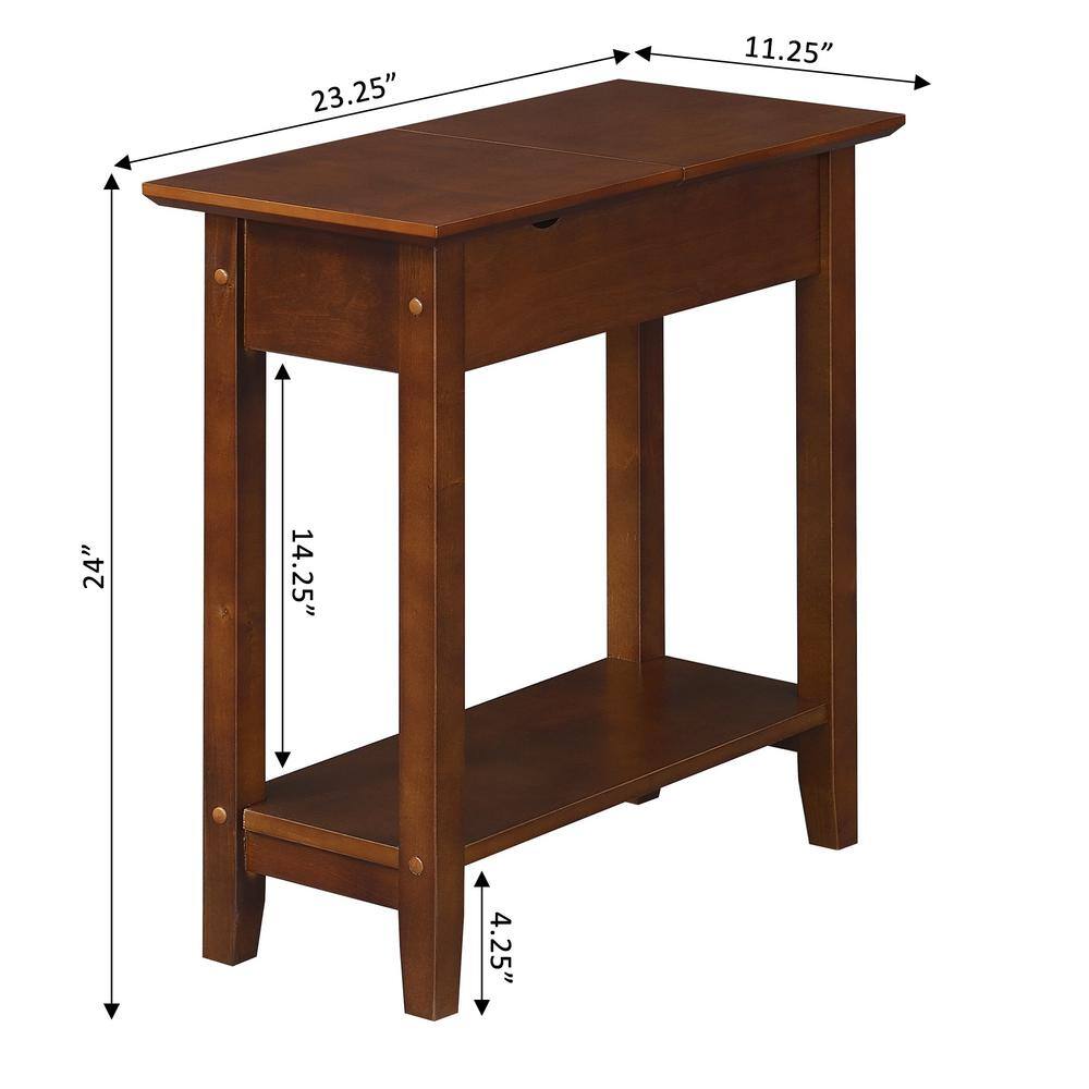 Espresso Heritage 23" Flip Top Wood End Table with Charging Station