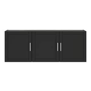 Wood 2-Shelf Wall Mounted Garage Cabinet in Black (54 in W x 20 in H x 12 in D)