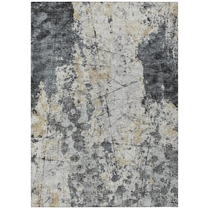Accord Black 3 ft. x 5 ft. Abstract Indoor/Outdoor Washable Area Rug