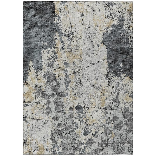 Accord Black 3 ft. x 5 ft. Abstract Indoor/Outdoor Washable Area Rug