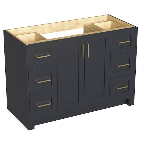 Sob 48 in. W x 21.5 in. D x 33.5 in. H Solid Wood Single Bath Vanity Cabinet without Top in Graphite Gray Assembled