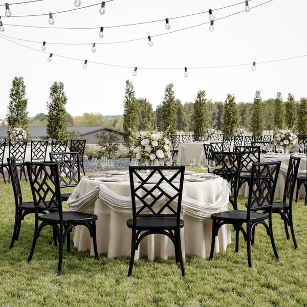 Carnegy Avenue Brooklyn Commercial Grade Black Solid Wood with Intricate Back Detail Side Chair