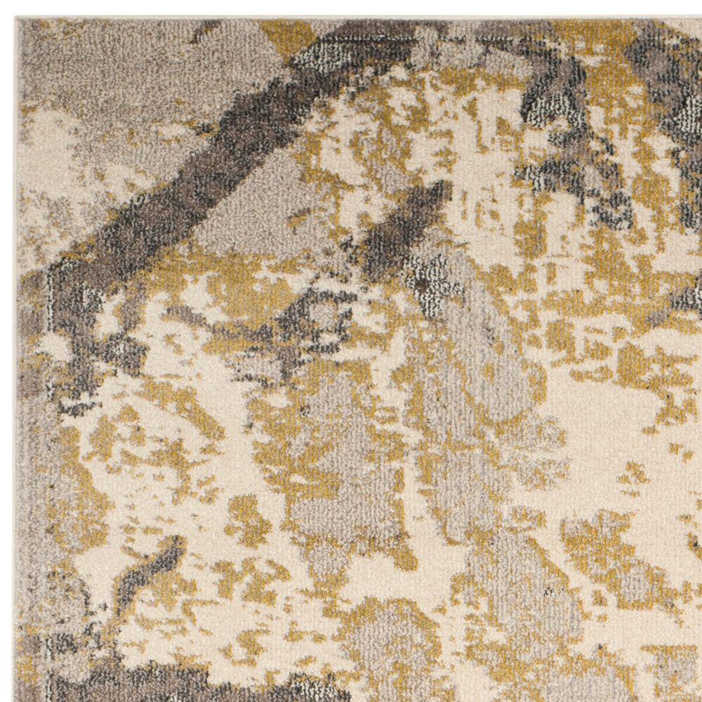 Ivory and Gray Abstract 9' x 12' Synthetic Area Rug