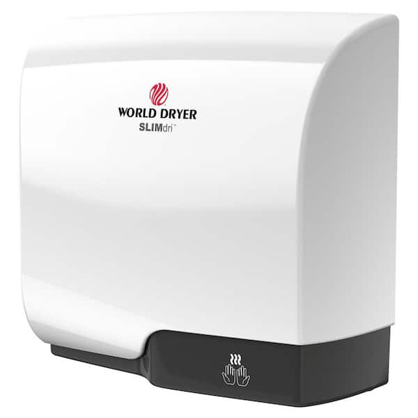 Slimdri World Dryer L-973 Brushed Stainless Steel ADA Compliant Hand Dryer Cool or Warm Air Option Electric Energy Efficient Fast 10-15 Second Dry Time 10 Year Warranty High Speed 110-240 Volt 