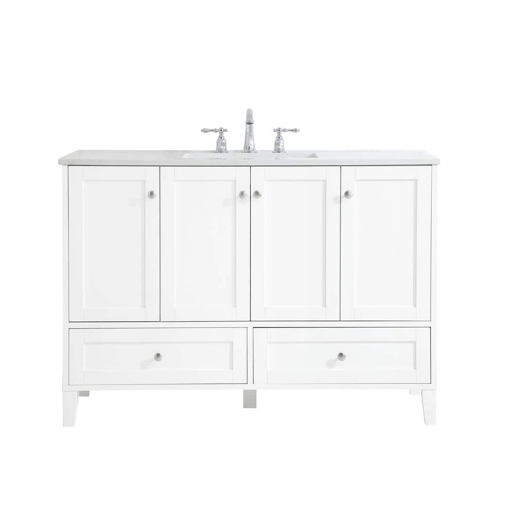 Timeless Home 48 in. W x 22 in. D x 34 in. H Single Bathroom Vanity in Whit