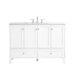 Timeless Home 48 in. W x 22 in. D x 34 in. H Single Bathroom Vanity in White with Calacatta Quartz