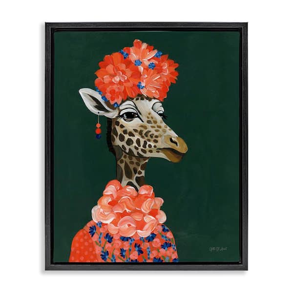 Regal Giraffe Portrait by Yvette St. Amant Black Floater Frame Animal Graphic Art Print 31 in. x 25 in.
