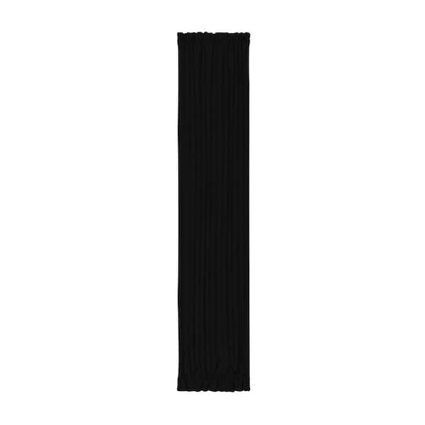 ACHIM Darcy 25 in. W x 72 in. L Solid Polyester Rod Pocket Light Filtering Door Panel Curtain in Black with Tieback