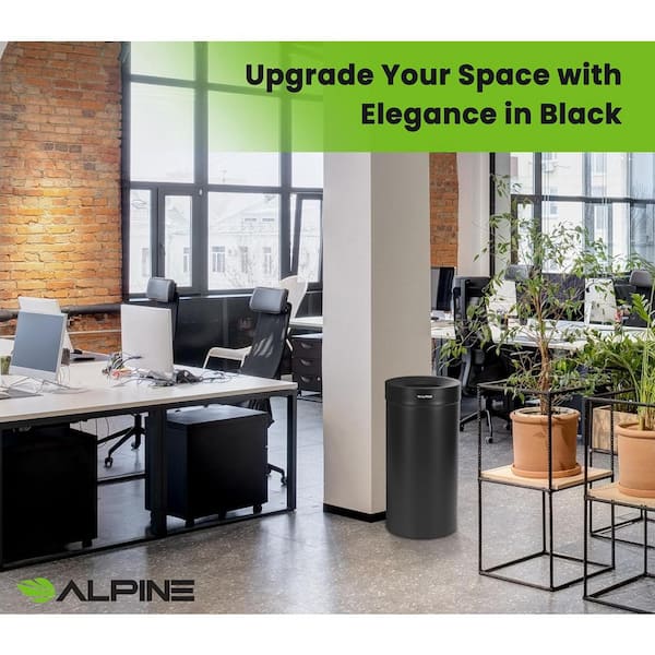 54 gal. Black Stainless Steel Compost and Trash Can Receptacle Combo Station with Open Top Removable Lid