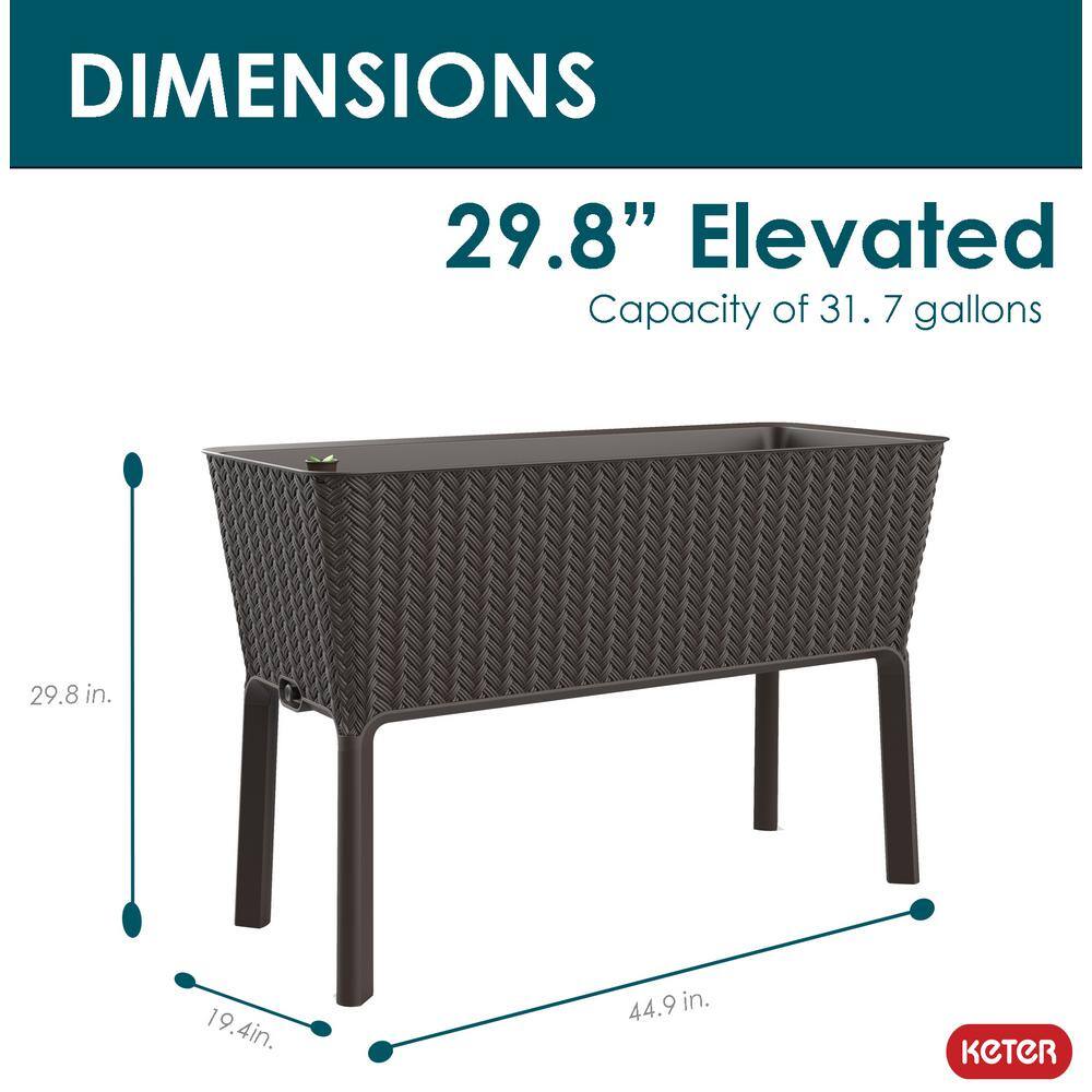 Espresso Brown Resin Elevated Self-Watering Garden Bed Planter