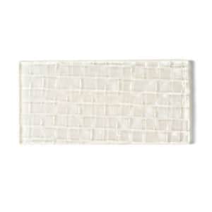 Coastal Cream 3 in. x 6 in. Glossy Textured Glass Subway Wall Tile (12 sq. ft./Case)