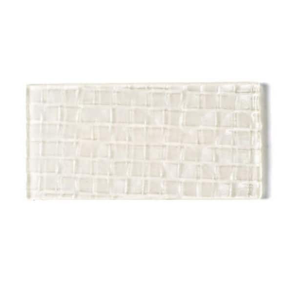 ABOLOS Coastal Cream 3 in. x 6 in. Glossy Textured Glass Subway Wall Tile (12 sq. ft./Case)