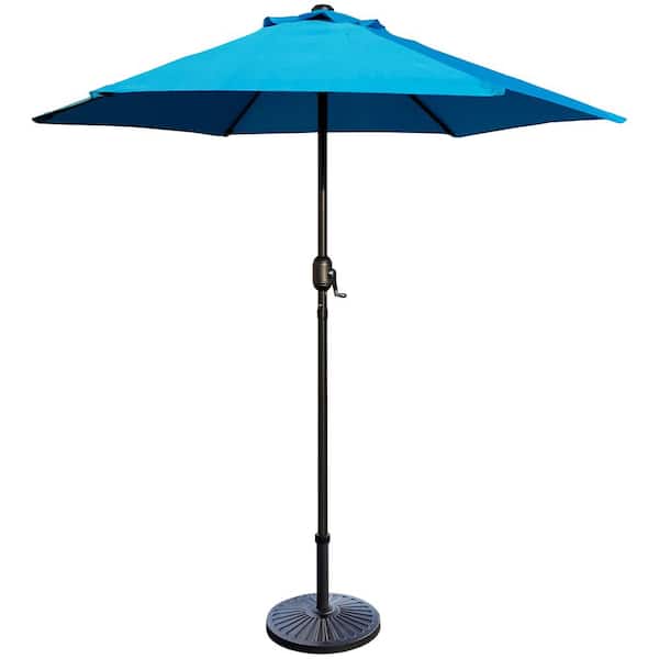 Maypex 7.5 ft. Steel Crank Market Patio Umbrella in Aqua