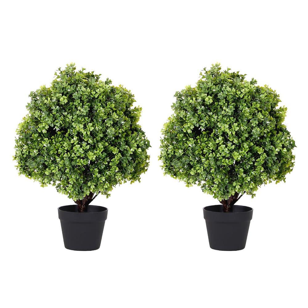 Two 66 Inch Artificial Boxwood Triple Ball Topiary