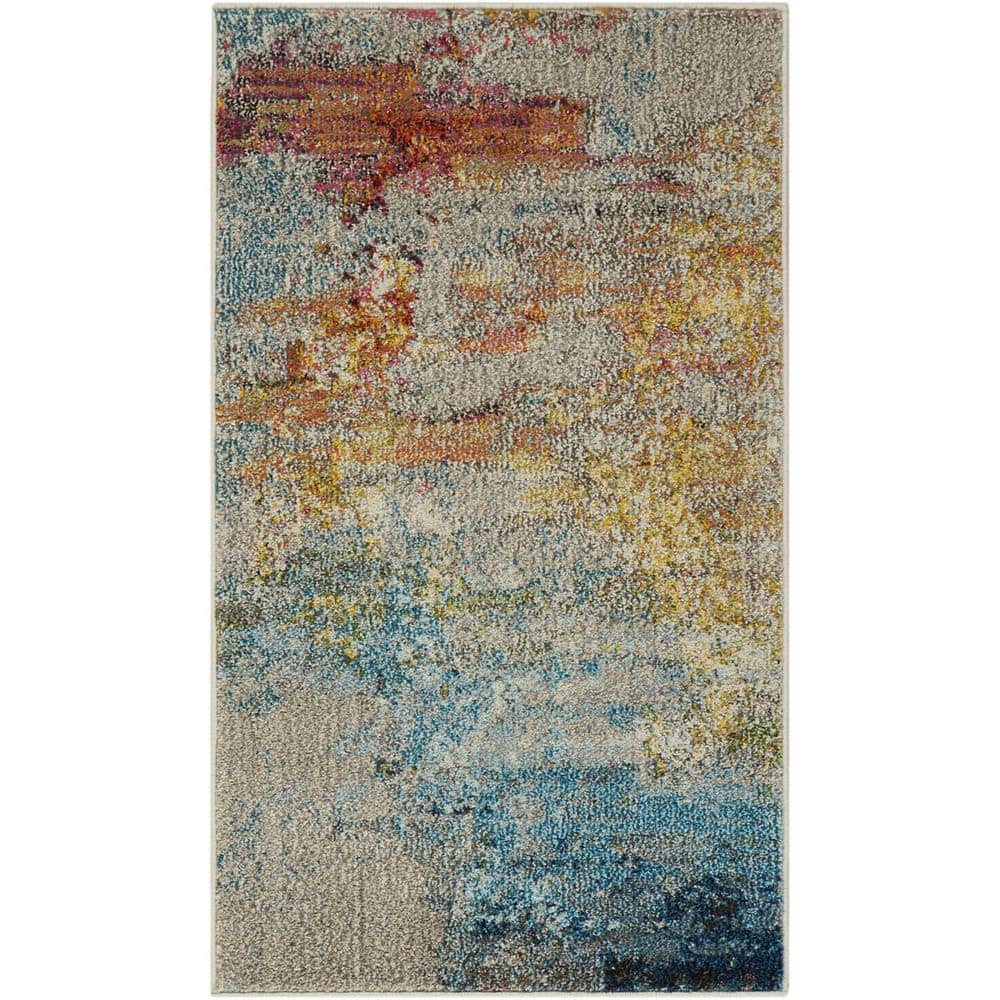 HomeRoots Sealife 2 ft. x 4 ft. Abstract Area Rug 2000480141 - The Home ...