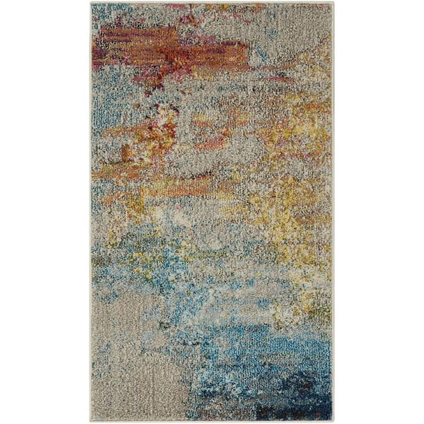 HomeRoots Sealife 2 ft. x 4 ft. Abstract Area Rug