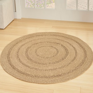 Natural Seagrass Natural 5 ft. x 5 ft. Solid Contemporary Round Area Rug