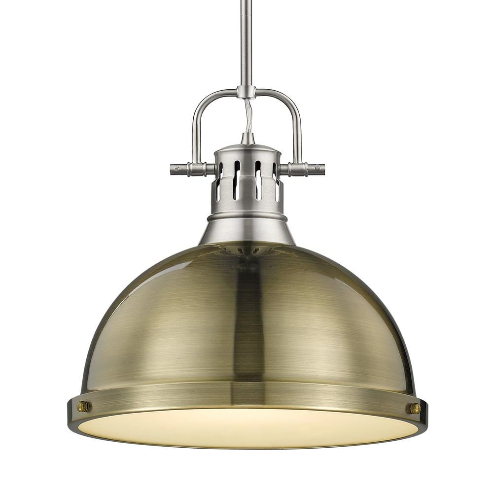 Duncan 1 Light Pendant with Rod in Pewter with an Aged Brass Shade price history on PriceWatchPro