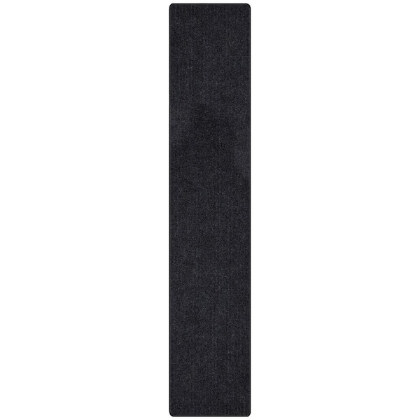 Ottomanson Lifesaver Collection Non-Slip Rubberback Solid 3x30 Indoor/Outdoor Runner Rug, 2 ft. 7 in. x 30 ft., Black
