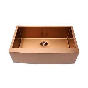 Rose Gold Stainless Steel 36 in. L X 21 in. W Single Basin Farmhouse/Apron-Front Kitchen Sink with Bottom Grid