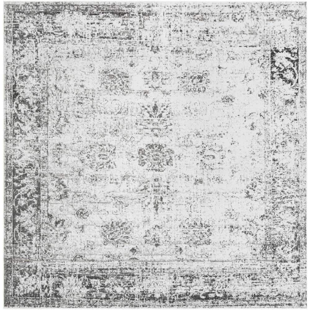 Sofia Collection 13' Square Gray and Beige Synthetic Rug