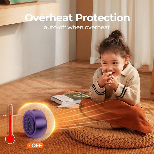 Purple Indoor Electric PTC Ceramic Tower Heater Radiant Heating