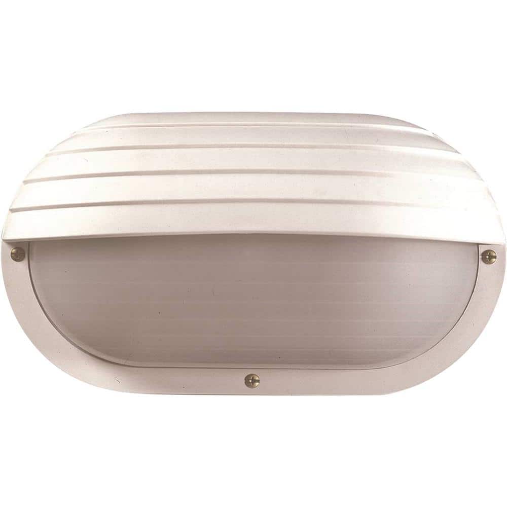 Mini 1-Light White Polycarbonate Outdoor Ceiling Flush Mount/Wall Mount Sconce with Polycarbonate Half Oval Sphere price history on PriceWatchPro