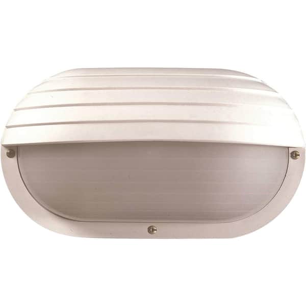 Volume Lighting Mini 1-Light White Polycarbonate Outdoor Ceiling Flush Mount/Wall Mount Sconce with Polycarbonate Half Oval Sphere