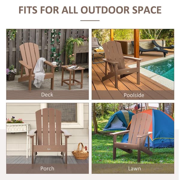 Brown Folding Faux Wood Adirondack Chair Faux Wood Patio for Outdoor Patio Lawn Garden 1 Pack HD HC2924 BR The Home Depot