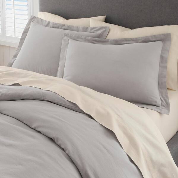 F/Q store linen duvet cover & Shams set - light gray