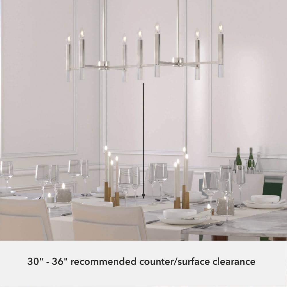 Sunjai Brushed Nickel 7-Light Linear Candlestick Chandelier