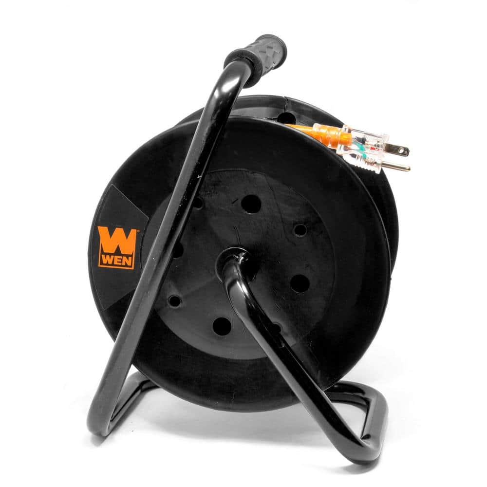 50 Ft Heavy-Duty Outdoor Extension Cord Reel with Light-Up Outlet