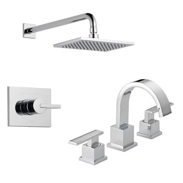 Vero 1-Spray Shower Faucet with 8 in. Widespread Double Handle Bathroom Faucet in Chrome