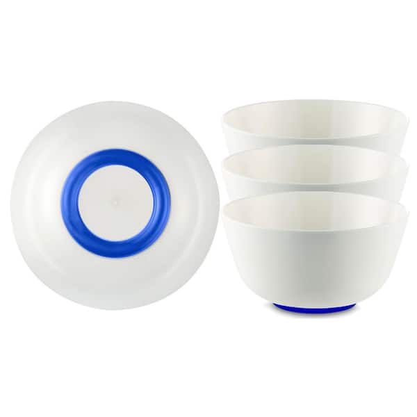 Palm Outdoor Australia 25 oz. 5 in. White with Klein-Blue Base PBT Palm Non-Slip Cereal Bowl (Set of 4)