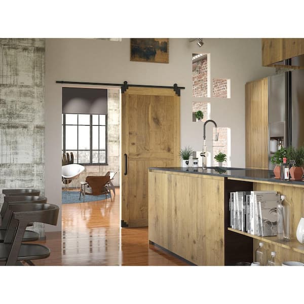 Sheffield Collection 8 13/16 in. (224 mm) Matte Black Steampunk Round Barn Door Pull