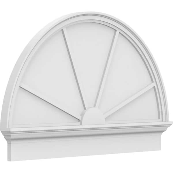 Ekena Millwork 2-3/4 in. x 42 in. x 27-3/4 in. Half Round 4-Spoke Architectural Grade PVC Combination Pediment Moulding