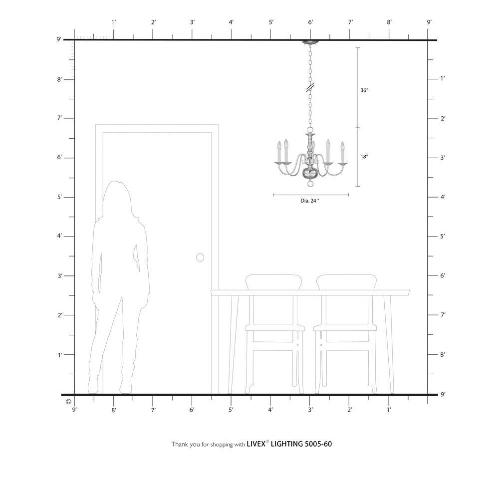 Antique White Steel 5-Light Candle Chandelier