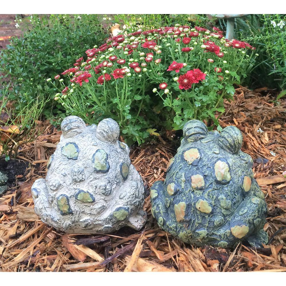 Whimsical UV Resistant Handcrafted Garden Toad and Turtle Statues Set