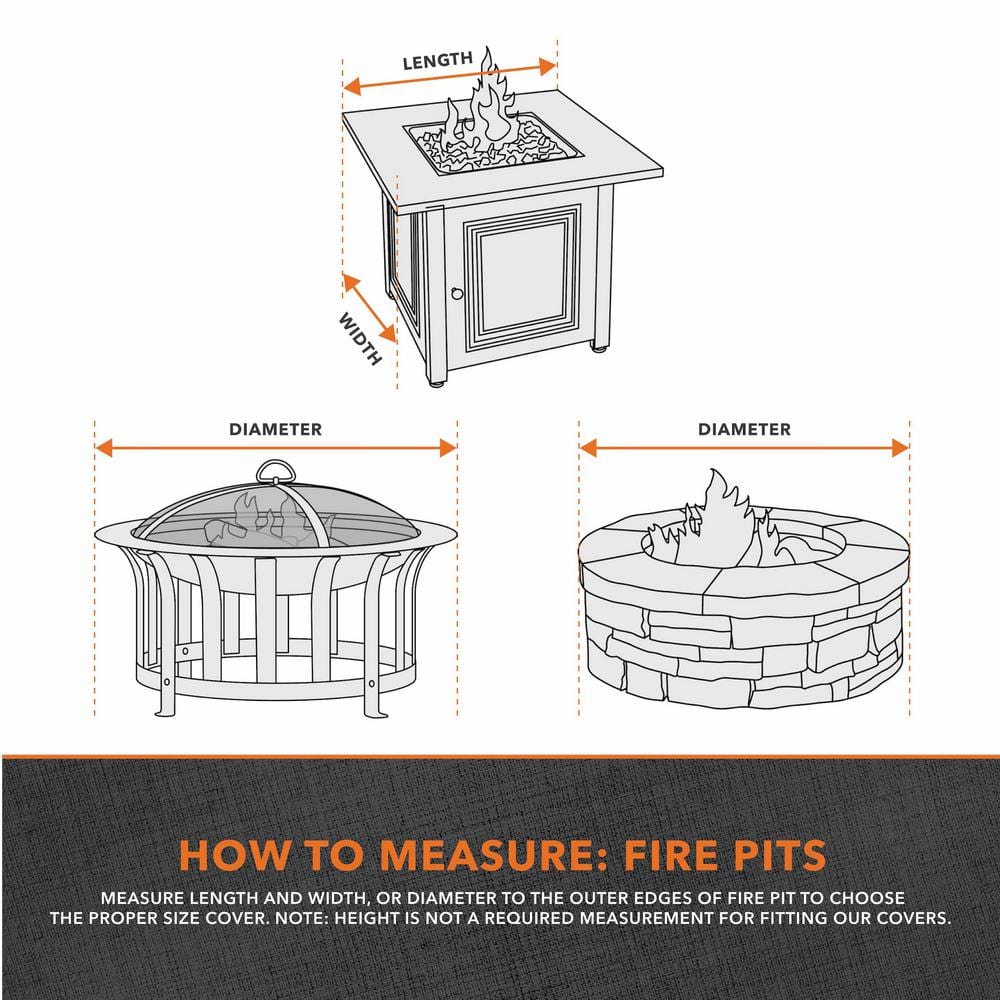 Granite Gray Waterproof Square Fire Pit Table Cover, 32" x 22"