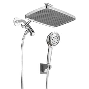 Rainfull 2-In-1 8-Spray Patterns with 12 in. Wall Mount Dual Shower Head and Handheld Shower Head 1.8 GPM in Chrome