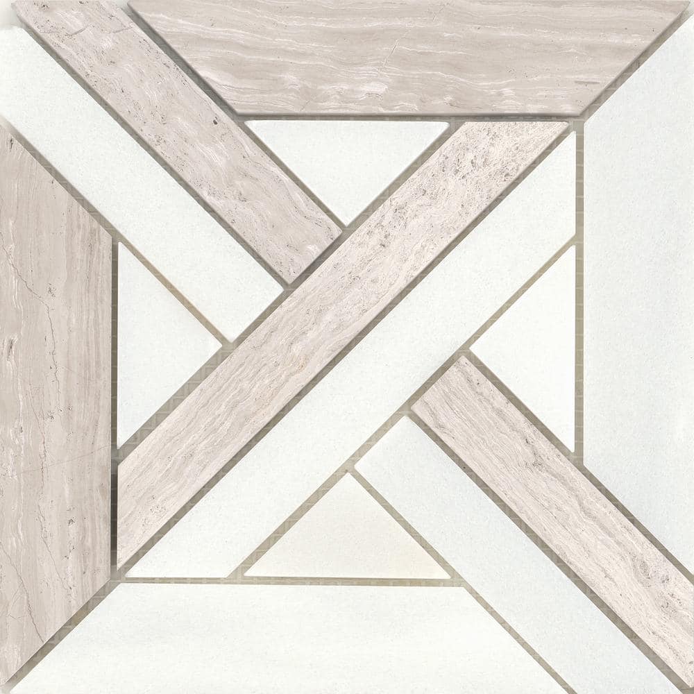 Alluro Cream 9.02 in. x 9.02 in. Basketweave Polished Marble Mosaic Tile (0.564 sq. ft./Each) price history on PriceWatchPro