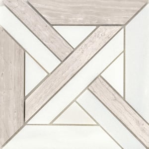 Alluro Cream 9.02 in. x 9.02 in. Basketweave Polished Marble Mosaic Tile (0.564 sq. ft./Each)