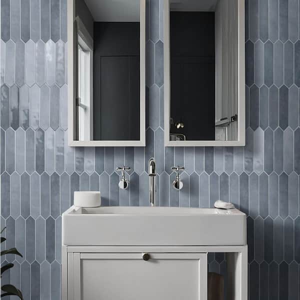 Lakeview Denim Picket 2.5 in. x 13 in. Glossy Ceramic Wall Tile (12.21 sq. ft./Case)