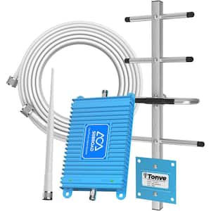 Cell Signal Booster for Verizon and At and T Up to 3,000 sq. ft. with High Gain Antennas, FCC Approved in Blue